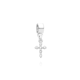 Divinely Devoted, Sterling Silver and CZ Pavé Cross - Children's Adoré™ Dangle Charm