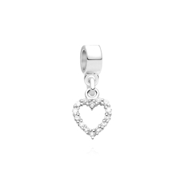 Bright and Brave, Sterling Silver and Clear CZ Pavé Heart - Children's Adoré™ Dangle Charm