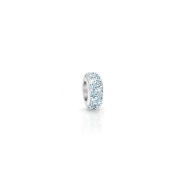 A Kiss Goodnight, Sterling Silver and Blue CZ Sparkling Lights Pavé Rondel - Children's Adoré™ Charm