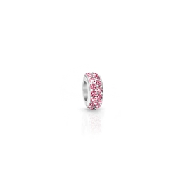 Darling Diva, Sterling Silver and Pink CZ Sparkling Lights Pavé Rondel - Children's Adoré™ Charm