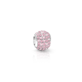 Baby Girl, Sterling Silver and Light Pink CZ Sparkling Lights Pavé Round - Children's Adoré™ Charm