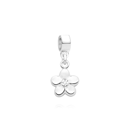 Flower in Bloom, Sterling Silver Flower with Clear CZ - Adoré™ Children's Dangle Charm