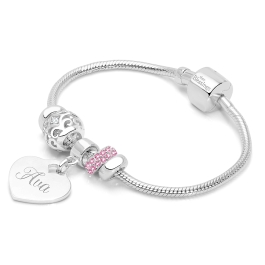 Adoré™ Holiday Starter Set, Baby/Children's Engraved Charm Bracelet for Girls - Sterling Silver