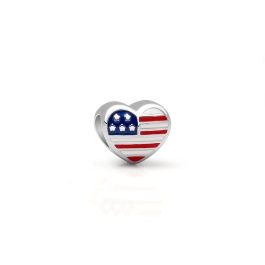 All American Girl, Sterling Silver USA Flag Heart - Children's Adoré™ Charm