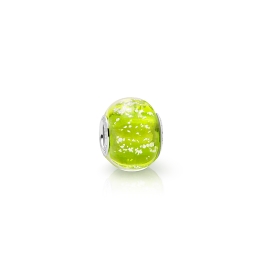August Birthstone, Sterling Silver and Peridot Green Murano Glass (Hand Made in Italy) - Children's Adoré™ Charm