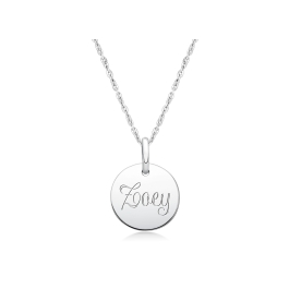 Baby Round, Engraved Children's Necklace for Girls (FREE Personalization) - Sterling Silver