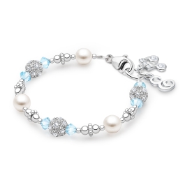 Birthstone, Baby/Children's Beaded Bracelet for Girls (All 12 Birthstones Avail) - Sterling Silver