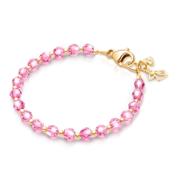 Birthstone Crystal, Baby/Children’s Beaded Bracelet for Girls (All 12 Birthstones Avail) - 14K Gold