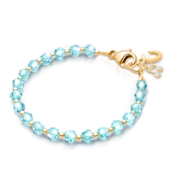 Birthstone Crystal, Baby/Children’s Beaded Bracelet for Boys (All 12 Birthstones Avail) - 14K Gold
