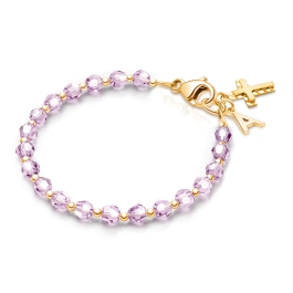 Birthstone Crystal, Teen’s Beaded Bracelet for Girls (All 12 Birthstones Avail) - 14K Gold