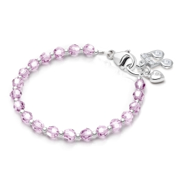 Birthstone Crystal, Teen's Beaded Bracelet for Girls (All 12 Birthstones Avail) - Sterling Silver