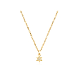 Born to Shine, Star with Genuine Diamonds Children's Necklace for Girls - 14K Gold