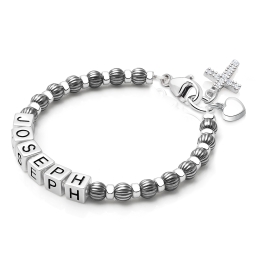 Boy's Oxidized Silver, Baby/Children's Name Bracelet - Sterling Silver