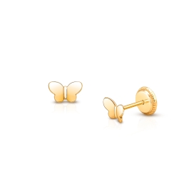 Little Butterfly, First Holy Communion Children's Earrings, Screw Back - 14K Gold