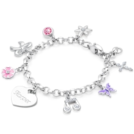 Design Your Own Christening/Baptism Baby/Children's Classic Charm Bracelet for Girls (INCLUDES Engraved Charm) - Sterling Silver