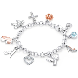Design Your Own Teen's Classic Charm Bracelet for Girls (Includes Initial Charm) - Sterling Silver