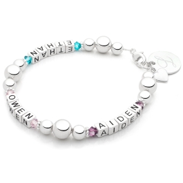 Classic Silver, Mother's Bracelet for Women (Personalize with Up To 3 Children's Names) - Sterling Silver