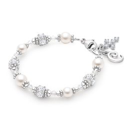 Crowned in Heaven, Christening/Baptism Baby/Children's Beaded Bracelet for Girls - Sterling Silver