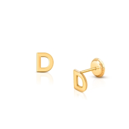 ‘D’ Initial Studs Personalized Baby/Children’s Earrings, Screw Back - 14K Gold
