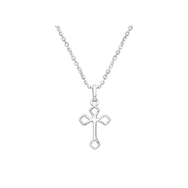 Diamond Point Cross, Mother's Necklace for Girls - Sterling Silver