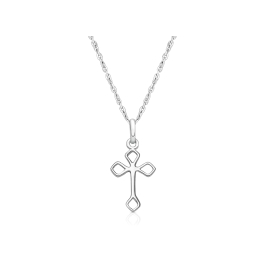 Diamond Point Cross, Children's Necklace for Girls - Sterling Silver