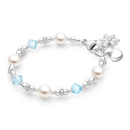 Diamonds & Pearls, Teen's Beaded Bracelet for Girls - Sterling Silver