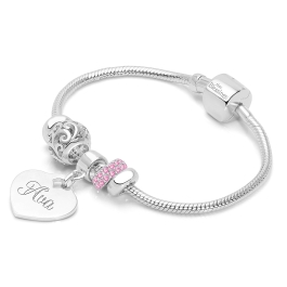Adoré™ 3 Charm Starter Set, Baby/Children's Engraved Charm Bracelet for Girls - Sterling Silver