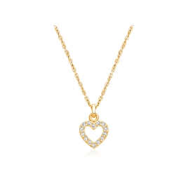 Eternal Heart, Pavé CZ Children's Necklace for Girls - 14K Gold