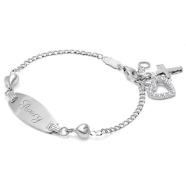 Follow Your Heart, Baby/Children's Engraved ID Bracelet for Girls - 14K White Gold