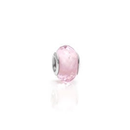 Small Town Girl, Sterling Silver and Light Pink Glass Faceted Rondel - Children's Adoré™ Charm