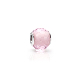 Light Heart, Sterling Silver and Light Pink Glass Faceted Round - Children's Adoré™ Charm
