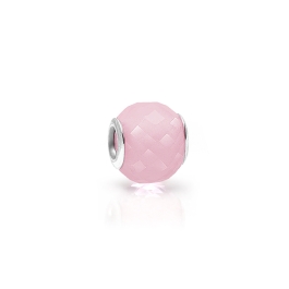 Bubble Gum Bliss, Sterling Silver and Pink Opal Glass Faceted Round - Children's Adoré™ Charm
