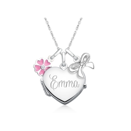 Heart Locket "Design Your Own" Teen's Necklace for Girls (50+ Optional Charms & FREE Engraving) - Sterling Silver