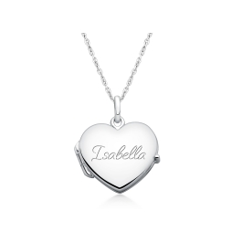 Heart Locket, Engraved Teen's Necklace for Girls (FREE Personalization) - Sterling Silver