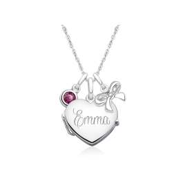 Heart Locket "Design Your Own" Children's Necklace for Girls (50+ Optional Charms & FREE Engraving) - Sterling Silver