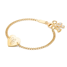 Heart of Gold, Baby/Children's Engraved ID Bracelet for Girls - 14K Gold