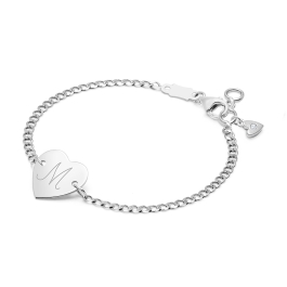 Heart of Gold, Baby/Children's Engraved ID Bracelet for Girls - 14K White Gold