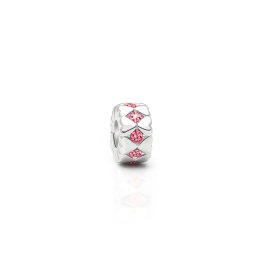 Heart to Heart, Sterling Silver and Pink CZ Heart Rondel - Children's Adoré™ Charm