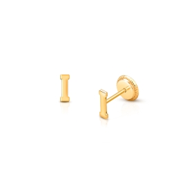 ‘I’ Initial Studs Personalized Baby/Children’s Earrings, Screw Back - 14K Gold