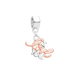 I Love You, 2-Tone Sterling Silver with 14K Rose Gold Plating - Children's Adoré™ Dangle Charm