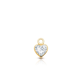 Heart - Clear CZ Bezel Set Baby/Children's Individual Charm (Add to Your Existing Bracelet or Necklace) - 14K Gold