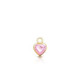 Heart - Pink CZ Bezel Set Baby/Children's Individual Charm (Add to Your Existing Bracelet or Necklace) - 14K Gold