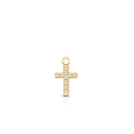 Cross - Modern Diamond Pavé Baby/Children's Individual Charm (Add to Your Existing Bracelet or Necklace) - 14K Gold