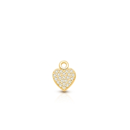 Heart - Diamond Pavé Baby/Children's Individual Charm (Add to Your Existing Bracelet or Necklace) - 14K Gold