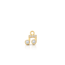 Music Note - Clear CZ Baby/Children's Individual Charm (Add to Your Existing Bracelet or Necklace) - 14K Gold