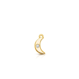 Moon - Inset Diamond Baby/Children's Individual Charm (Add to Your Existing Bracelet or Necklace) - 14K Gold