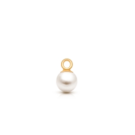 Pearl - White, AAA Grade Perfect Round Baby/Children's Individual Charm (Add to Your Existing Bracelet or Necklace) - 14K Gold