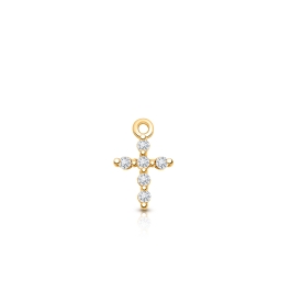 Cross - Pavé CZ Baby/Children's Individual Charm (Add to Your Existing Bracelet or Necklace) - 14K Gold