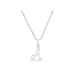Cursive Initial, Communion Personalized Children's Necklace for Girls (Includes Religious Charm) - Sterling Silver