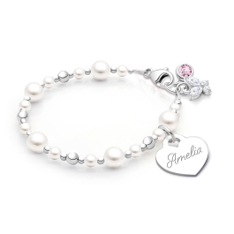 Little Lady, Baby/Children’s Beaded Bracelet for Girls (INCLUDES Engraved Charm) - Sterling Silver